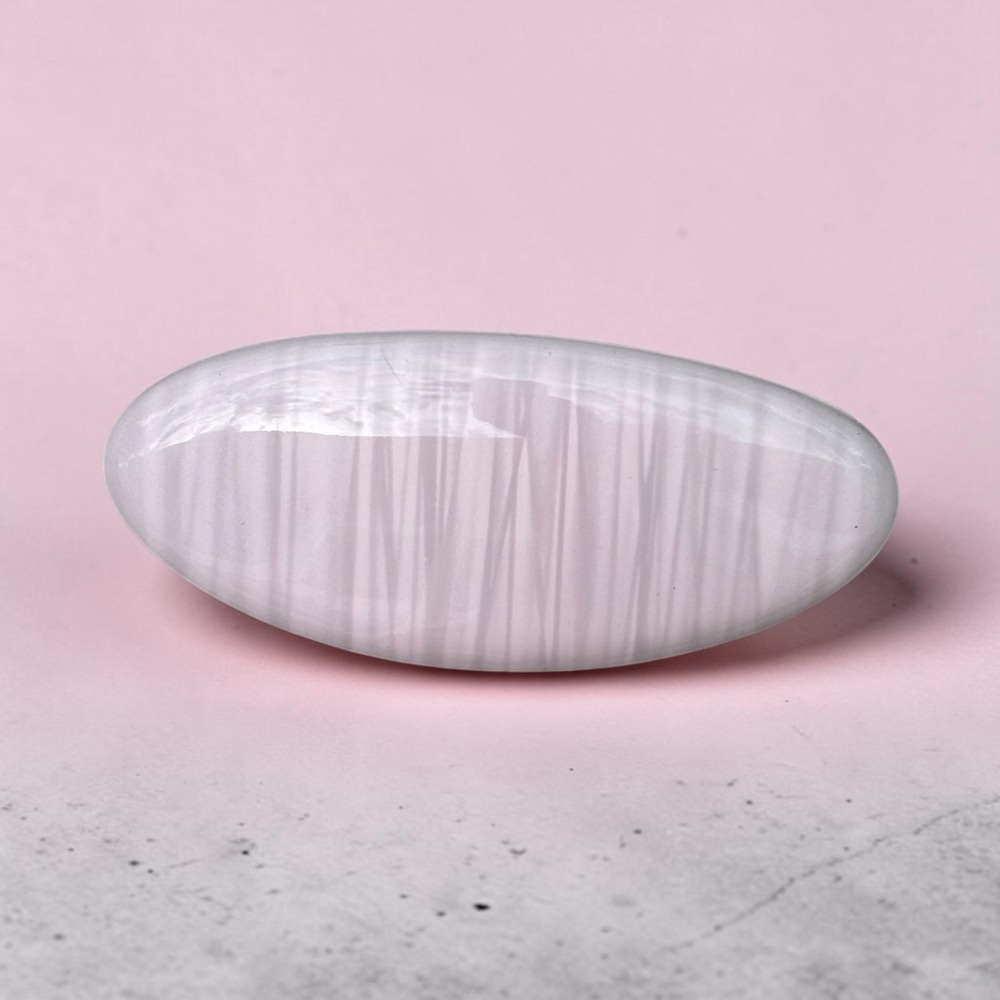Vintage Mauritius Blush Pink Grey Linear Streaks Oval Hair‎ Clip Barrette